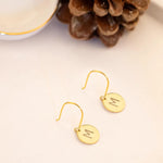 925 Sterling Silver Round Circle Initial Letter Earrings