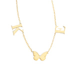 925 Sterling Silver Initial Letter Necklace With Butterfly