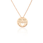 925 Sterling Silver Round Circle Daire Icerisinde I Love Mom Yazili Ici Bos Heart Necklace