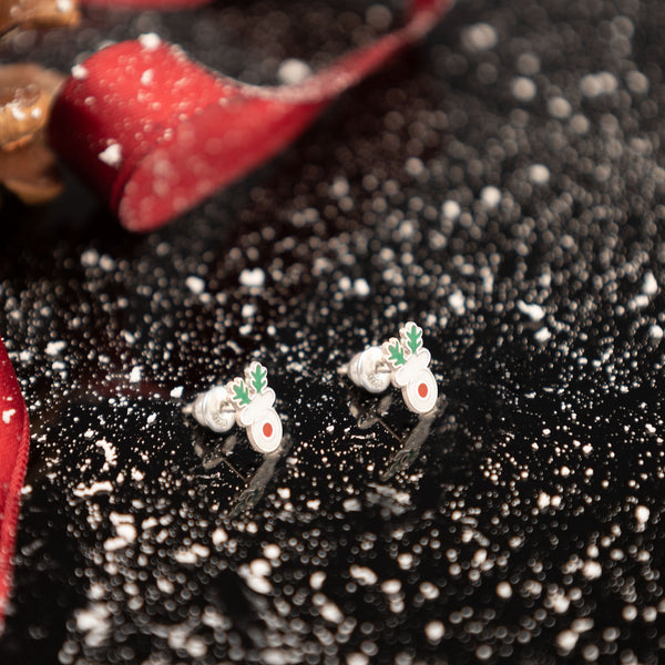 925 Sterling Silver Reindeer Stud Earrings