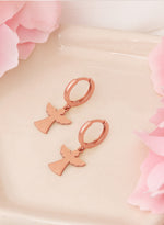 925 Sterling Silver Angel And Wings Hoop Earrings