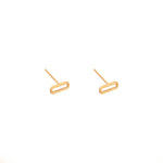 925 Sterling Silver 14K Solid Gold Geometric Horizontal Rectangle Stud Earrings