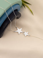 925 Sterling Silver Double Star Necklace