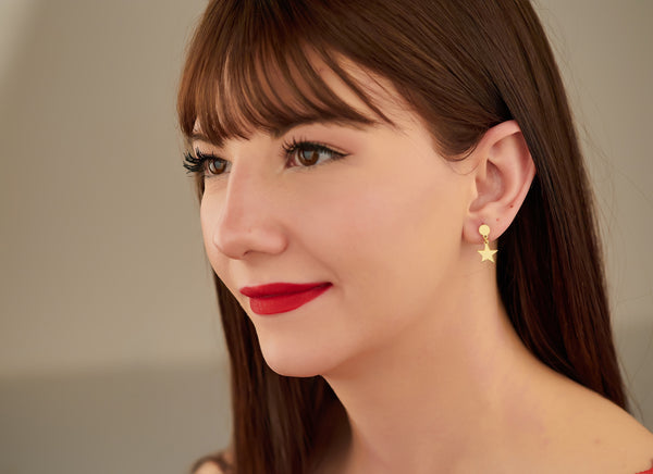 925 Sterling Silver Dangle Star Earrings