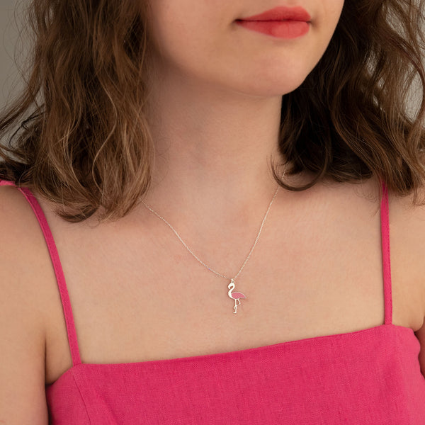 925 Sterling Silver Flamingo Pendant Necklace