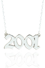 925 Sterling Silver Old English Number Necklace