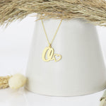925 Sterling Silver Initial Necklace With Heart