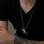 925 Sterling Silver Half Oxidized Chain Kalashnikov Necklace