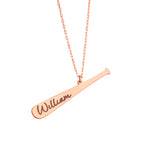 925 Sterling Silver Baseball Bat Name Necklace