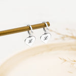 925 Sterling Silver Heart With Initial Earrings