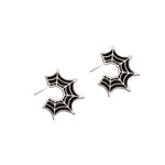 925 Sterling Silver Enamel Spider Web Studs