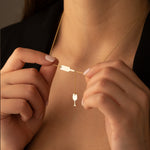 925 Sterling Silver Wine And Glass & Y Necklace