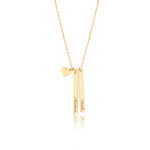 925 Sterling Silver Two Bar And Heart Necklace