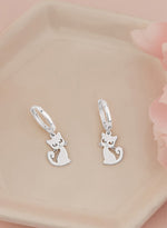 925 Sterling Silver Cat Earrings