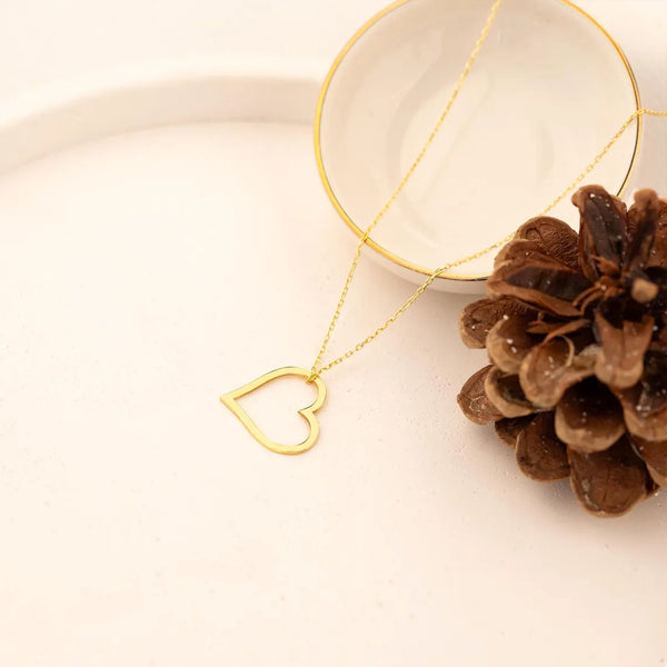 925 Sterling Silver İçi Boş Heart Necklace