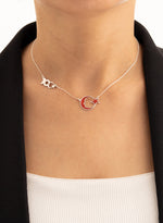 925 Sterling Silver 100. Yıl Necklace Atatürk Silüetli Crescent & Star