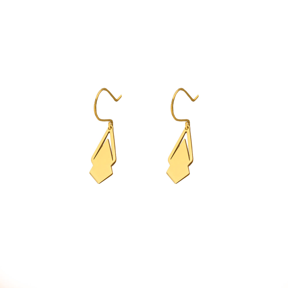 925 Sterling Silver Double Triangle Drop Earrings
