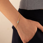 925 Sterling Silver Turquoise Bar Bracelet