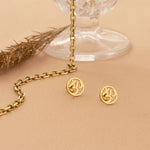 925 Sterling Silver Round Om Studs