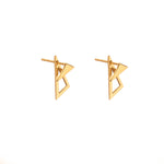 925 Sterling Silver 14K Solid Gold Geometric Triangle Ear Jacket Earrings