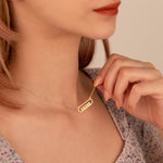 925 Sterling Silver 14K Solid Gold Minimalist Rectangle Name Necklace