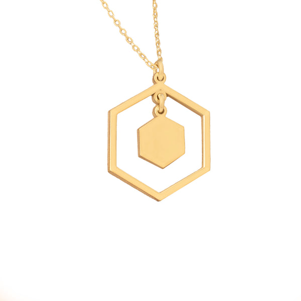 925 Sterling Silver Double Hexagon Pendant