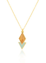 925 Sterling Silver Enamel Diamond And Triangle Necklace
