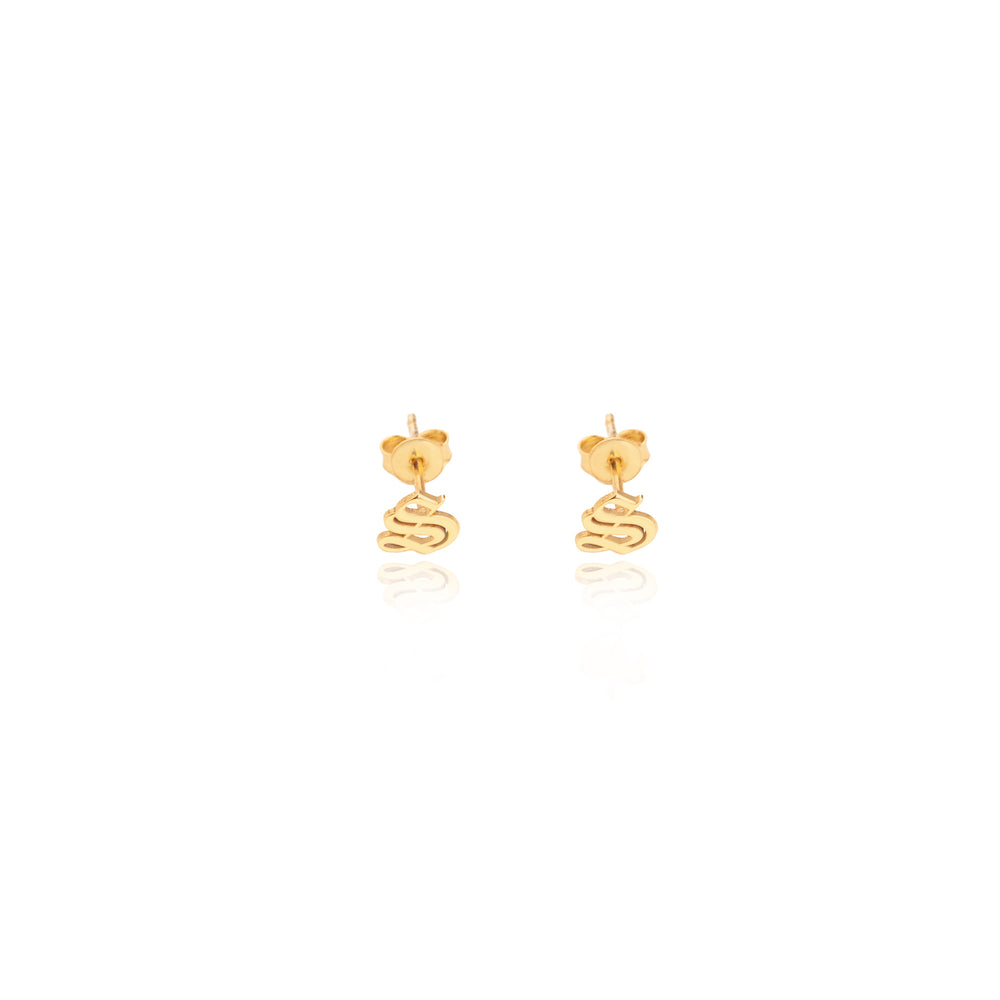 925 Sterling Silver Old English Initial Earringsa