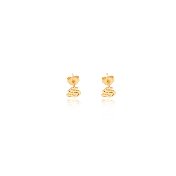 925 Sterling Silver Old English Initial Earringsa