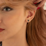 925 Sterling Silver Black Drop Studs