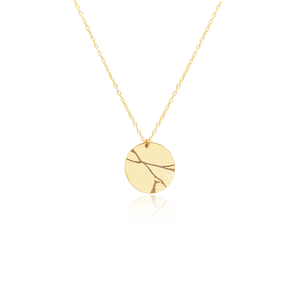 925 Sterling Silver Cracked Kintsugi Necklace