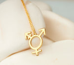 925 Sterling Silver Transgender Symbol Necklace
