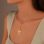925 Sterling Silver Name Cross With Birthstones Necklace