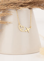 925 Sterling Silver Heart Uçak Necklace