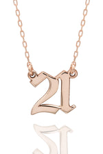 925 Sterling Silver Old English Number Necklace