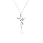 925 Sterling Silver Custom Name Cross Necklace