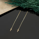 925 Sterling Silver Threader Cross Dangle Earring