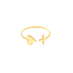 925 Sterling Silver Cross & Heart Open Ring