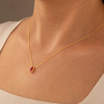 925 Sterling Silver Marki̇z Doğum Crystal Pave Necklace 1 Taş