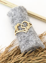 925 Sterling Silver Custom Initials Letter Heart And Flowers Rings