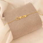 925 Sterling Silver Personalized Name Bar Bracelet With Heart