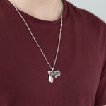 925 Sterling Silver Chain Link Gun Pistol Necklace