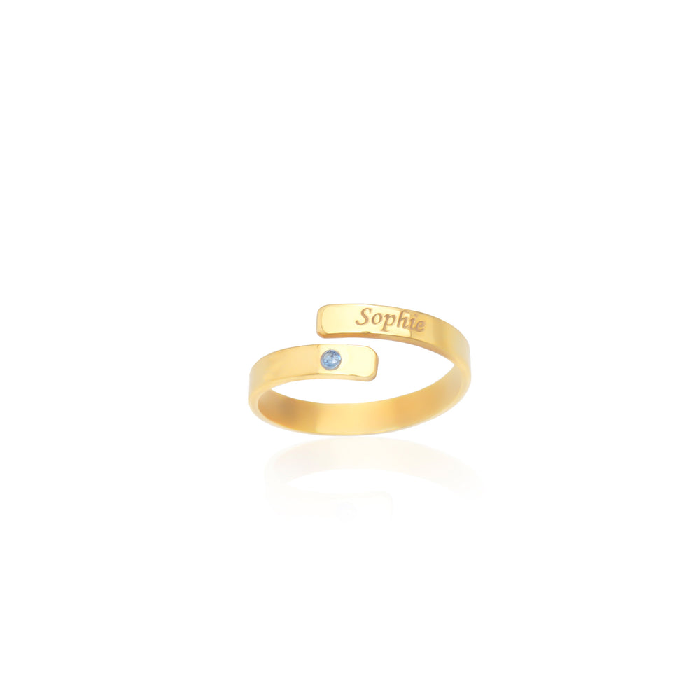 925 Sterling Silver Personalized Name Ring With Birthstone