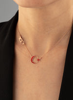 925 Sterling Silver 100. Yıl Necklace Atatürk Silüetli Crescent & Star