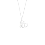 925 Sterling Silver Initial Necklace With Heart