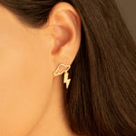 925 Sterling Silver Cloud And Lightning Dangle Earrings