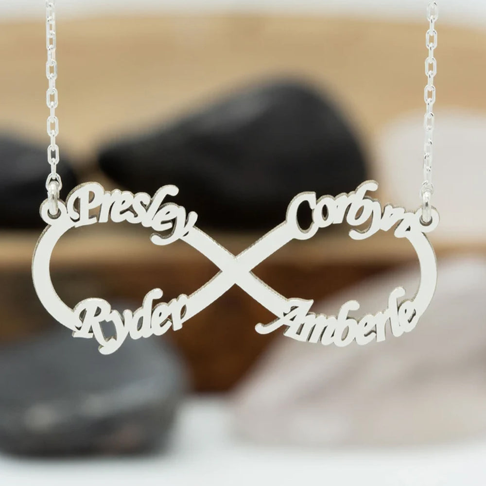 925 Sterling Silver Infinity Necklace With Names