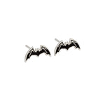 925 Sterling Silver Enamel Black Bat Studs