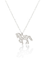 925 Sterling Silver Origami Horse Necklace