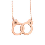 925 Sterling Silver Handcuff With Initial Necklace